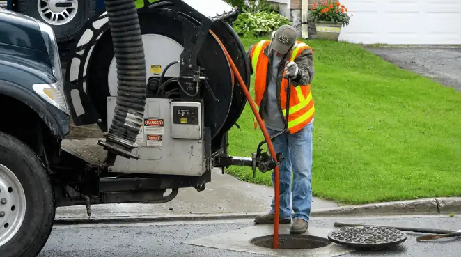 Technician using specialized drainage equipment for sewer line cleaning and foundation protection in Louisville, KY